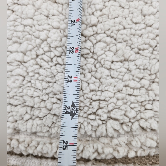 Cozy Sherpa Women's Large Off White Beige 1/4 zip Fleece PullOver With Pockets - Picture 11 of 16